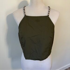 House of Harlow 1960 Dark Green Camisole with Beaded Straps top medium